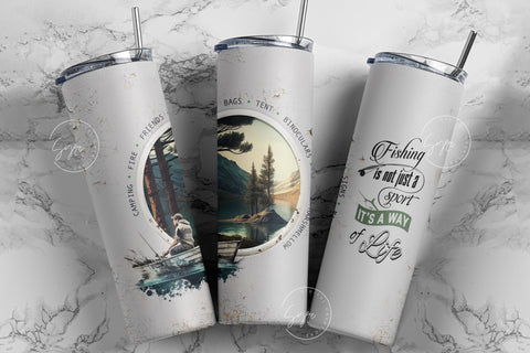 Camping 20 oz Skinny Tumbler Sublimation, Fishing Tumbler Wrap Png, Adventure Tumbler Design, Fishing Is Not Just A Sport Its A Way Of Life Sublimation Syre Digital Creations 