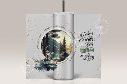 Camping 20 oz Skinny Tumbler Sublimation, Fishing Tumbler Wrap Png, Adventure Tumbler Design, Fishing Is Not Just A Sport Its A Way Of Life Sublimation Syre Digital Creations 