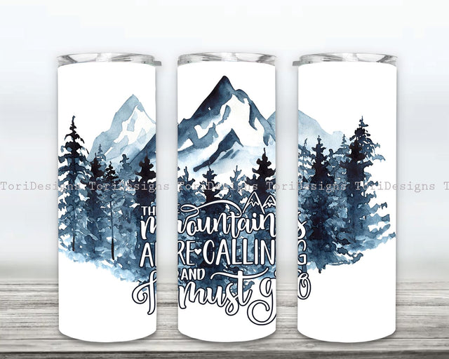 Camping 20 oz Skinny Tumbler Sublimation, Mountain Tumbler Wrap Png, Adventure Tumbler, Watercolor Tumbler Sublimation ToriDesigns 