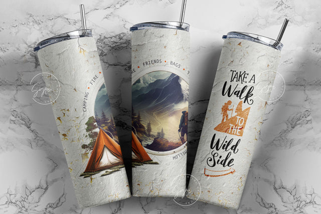Camping 20 oz Skinny Tumbler Sublimation, Trekking Tumbler Wrap Png, Adventure Tumbler Design, Camping Tent Tumbler, Camping Affirmations Sublimation Syre Digital Creations 