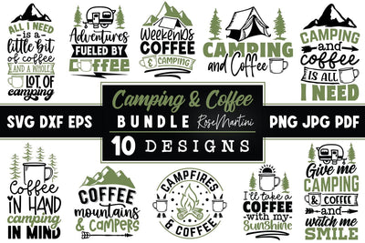 Camping And Coffee SVG Bundle | 10 Cut Files Designs SVG RoseMartiniDesigns 