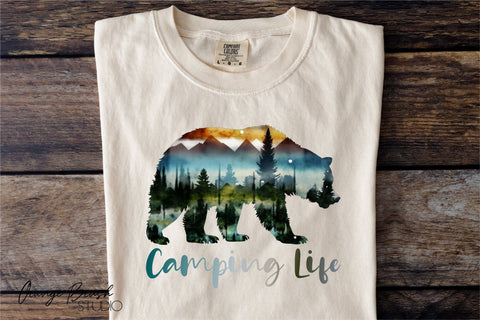Camping Bear Sublimation Design, Camping Life PNG Sublimation OrangeBrushStudio 