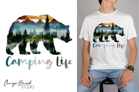 Camping Bear Sublimation Design, Camping Life PNG Sublimation OrangeBrushStudio 