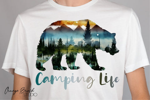 Camping Bear Sublimation Design, Camping Life PNG Sublimation OrangeBrushStudio 