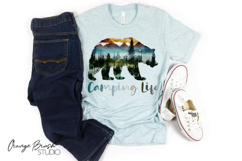 Camping Bear Sublimation Design, Camping Life PNG Sublimation OrangeBrushStudio 