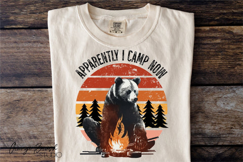 Camping Bear Sublimation Design | Vintage Campfire Png Sublimation OrangeBrushStudio 