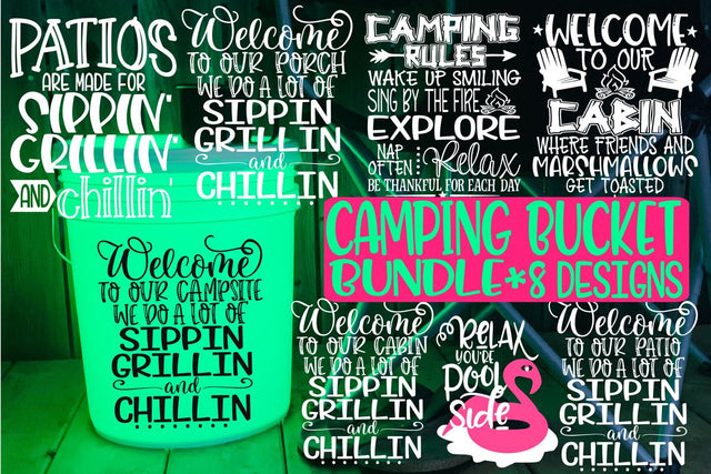 Camping Bucket Bundle - 8 Designs - Vol 3 - SVG DXF PNG EPS SVG On the Beach Boutique