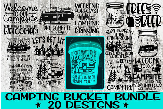 Camping Bucket Bundle - Best Sellers - 20 Designs - Vol 2 - SVG DXF PNG EPS SVG On the Beach Boutique