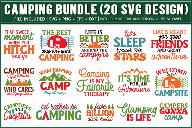 Camping Bundle, 20 SVG Designs SVG Shetara Begum 