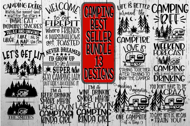 Camping Bundle - Best Sellers - 13 Designs - Vol 2 - SVG DXF PNG EPS SVG On the Beach Boutique