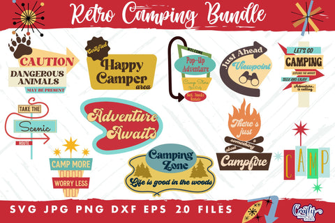 Camping Bundle Svg | Mid Century Modern Travel Road Signs SVG Crafty Mama Studios 
