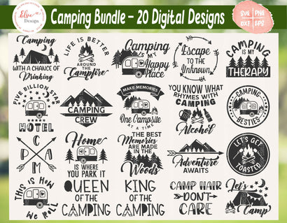 Camping Bundle - SVG, PNG, DXF, EPS SVG Elsie Loves Design 
