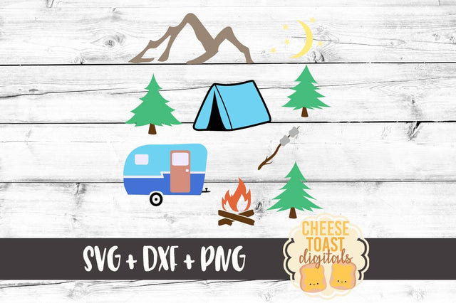 Camping Bundle - Tent - Camper - Bonfire - Smores - Mountains SVG Cheese Toast Digitals 