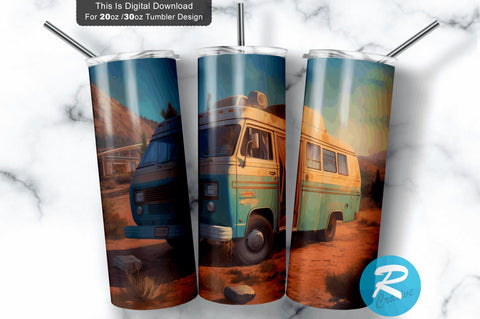 Camping Car 20 oz / 30 oz Skinny Tumbler Sublimation Regulrcrative 