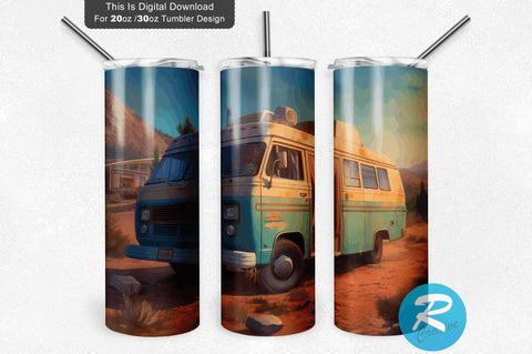Camping Car 20 oz / 30 oz Skinny Tumbler Sublimation Regulrcrative 