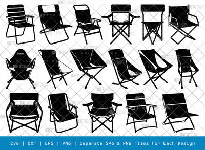 Camping Chair SVG, Chair Silhouette, Chair Svg, Beach Chair Svg, Camping Chair Icons Svg, Lawn Chair Svg, Folding Chair Svg, Lake Chair Svg, Camping Chair Bundle SVG ETC Craft 