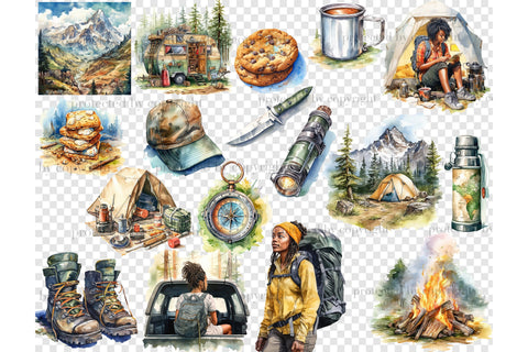 Camping Clip Art | Tourist Illustration Bundle SVG GlamArtZhanna 