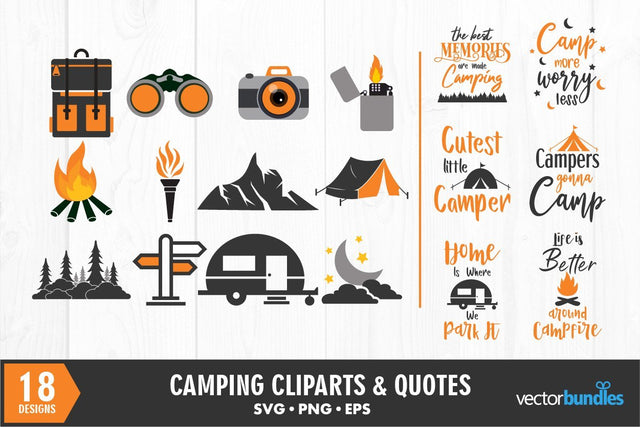 Camping clipart and quote bundle svg SVG vectorbundles 