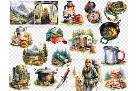 Camping Clipart PNG Bundle | Hiking Landscape SVG GlamArtZhanna 