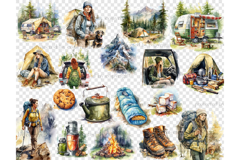 Camping Clipart PNG Bundle | Hiking Landscape SVG GlamArtZhanna 