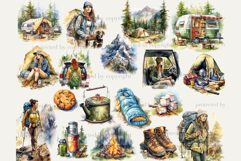 Camping Clipart PNG Bundle | Hiking Landscape SVG GlamArtZhanna 