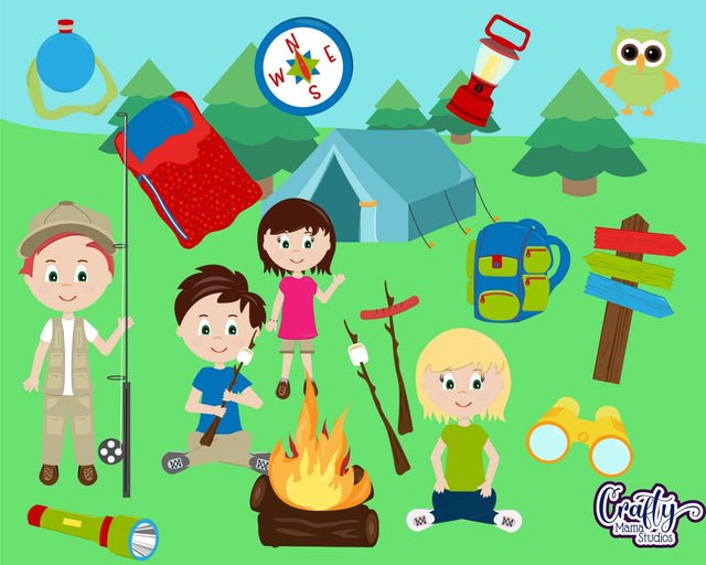 Camping Clipart - Summer - Scout Svg - Kids Summer Camp SVG Crafty Mama Studios 
