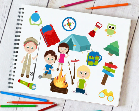 Camping Clipart - Summer - Scout Svg - Kids Summer Camp SVG Crafty Mama Studios 