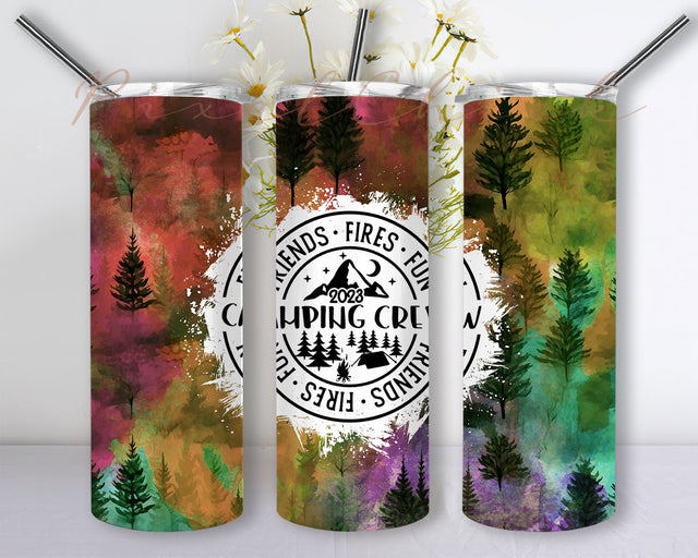 Camping Crew 20 oz Skinny Tumbler Design Wrap Digital Download PNG Sublimation Template Sublimation PixelChick 
