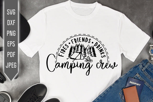 Camping Crew Svg. Fire Friends Drinks svg dxf png. Funny RV Camper Svg. Trailer Svg. Camping Quote Svg. Retirement Trailer Campers Drunks Svg SVG Mint And Beer Creations 