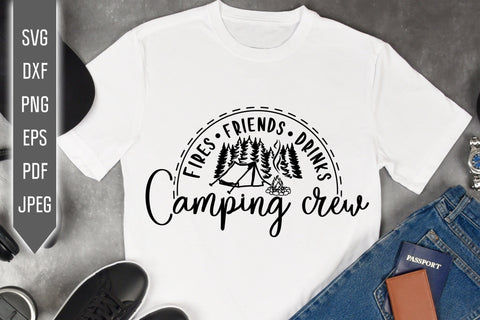 Camping Crew Svg. Fire Friends Drinks svg dxf png. Funny RV Camper Svg. Trailer Svg. Camping Quote Svg. Retirement Trailer Campers Drunks Svg SVG Mint And Beer Creations 