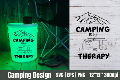 Camping Design SVG | Camping is my therapy SVG Helga Art 