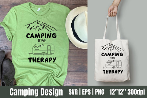 Camping Design SVG | Camping is my therapy SVG Helga Art 