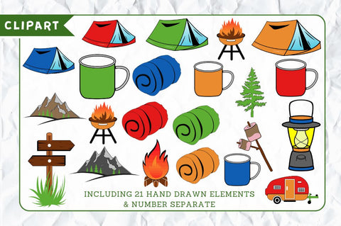 Camping Doodle Alphabet Bundle with Hand Drawn Clipart Font Regulrcrative 