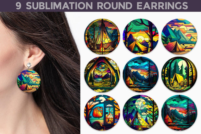 Camping Earrings Bundle Sublimation WatercolorColorDream 