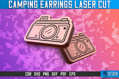 Camping Earrings Laser Cut SVG | Accessories Laser Cut SVG Design | CNC Files SVG Fly Design 