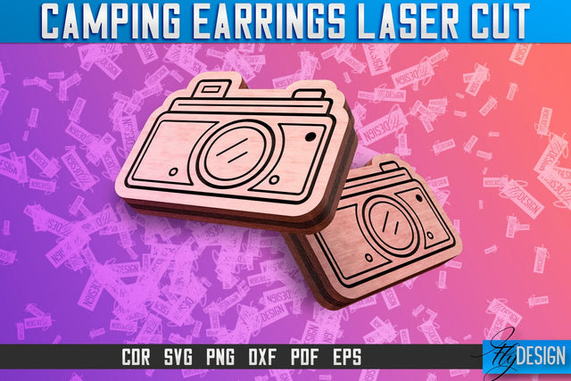Camping Earrings Laser Cut SVG | Accessories Laser Cut SVG Design | CNC Files SVG Fly Design 