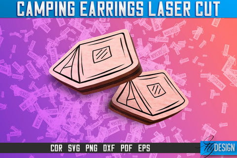 Camping Earrings Laser Cut SVG | Accessories Laser Cut SVG Design | CNC Files SVG Fly Design 