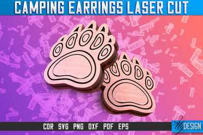 Camping Earrings Laser Cut SVG | Accessories Laser Cut SVG Design | CNC Files SVG Fly Design 
