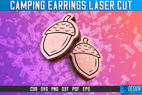Camping Earrings Laser Cut SVG | Accessories Laser Cut SVG Design | CNC Files SVG Fly Design 