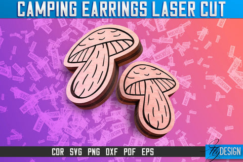 Camping Earrings Laser Cut SVG | Accessories Laser Cut SVG Design | CNC Files SVG Fly Design 