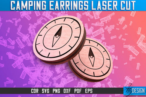 Camping Earrings Laser Cut SVG | Accessories Laser Cut SVG Design | CNC Files SVG Fly Design 