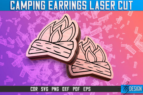Camping Earrings Laser Cut SVG | Accessories Laser Cut SVG Design | CNC Files SVG Fly Design 
