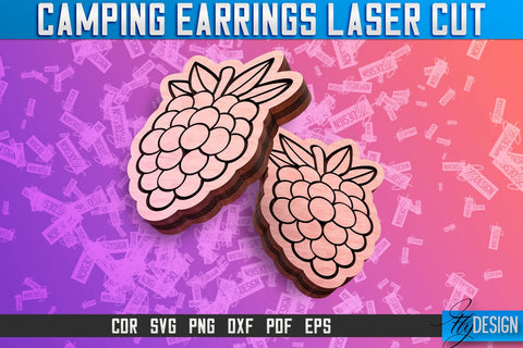 Camping Earrings Laser Cut SVG | Accessories Laser Cut SVG Design | CNC Files SVG Fly Design 