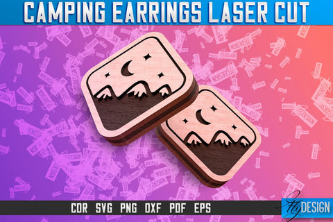Camping Earrings Laser Cut SVG | Accessories Laser Cut SVG Design | CNC Files SVG Fly Design 