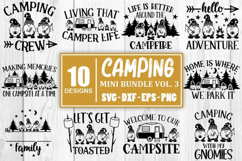 Camping Gnome SVG Mini Bundle Camping SVG Mini Bundle Vol 3 SVG Whistlepig Designs 