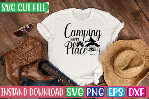 Camping Happy Place SVG Cut File SVGs, Quotes and Sayings, Food & Drink, Holiday,On Sale, SVG Studio Innate 