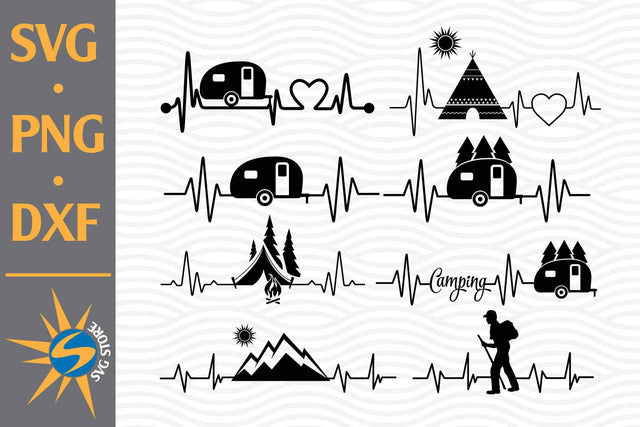 Camping Heartbeat SVG, PNG, DXF Digital Files Include SVG SVGStoreShop 