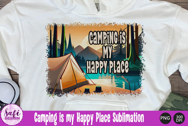 Camping is My Happy Place Sublimation Background Sublimation Safi Design 