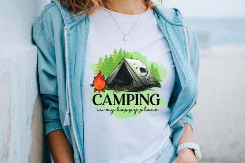 Camping is my happy place Sublimation PNG Sublimation Regulrcrative 