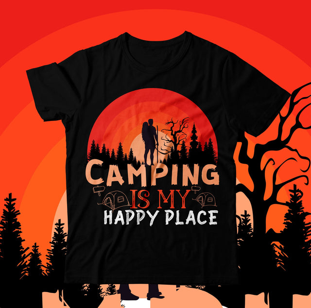 Camping is My Happy Place T-Shirt Design , Camping is My Happy Place SVG Cut File SVG BlackCatsMedia 